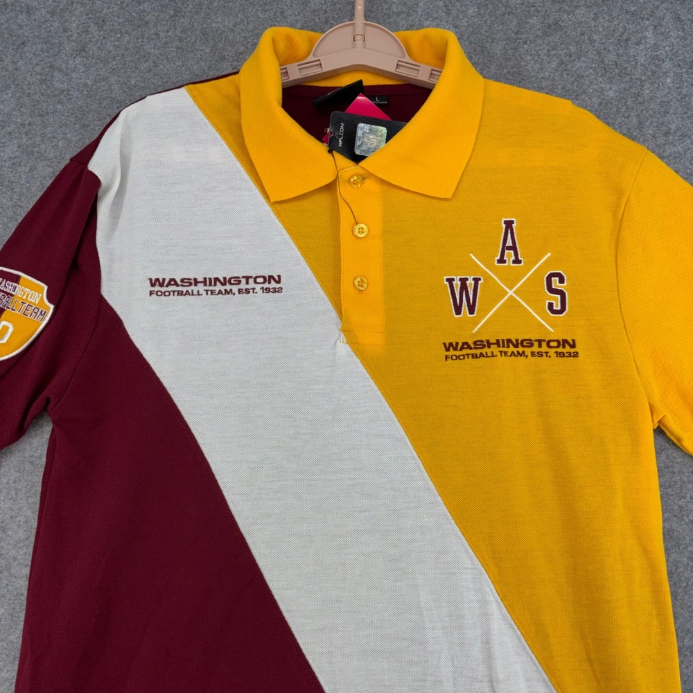 NFL Washington Football Team Polo Shirt Mens Large FOCO Colorblock Burgundy Gold